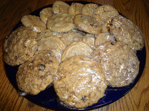 TRAY of Homemade Timeless Classic Cookies - Chocolate Chip, Peanut Butter, Oatmeal Raisin (92 Cookies)