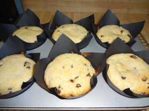 Huge, Soft and Fluffy Homemade Bakery-Style Chocolate Chip Muffins (6 Jumbo Muffins)