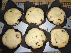 Huge, Soft and Fluffy Homemade Bakery-Style Chocolate Chip Muffins (6 Jumbo Muffins)