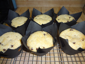 Huge, Soft and Fluffy Homemade Bakery-Style Chocolate Chip Muffins (6 Jumbo Muffins)