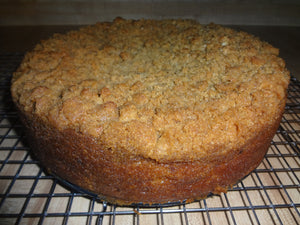 Homemade Peach Cobbler Coffee Cake With a Sweet Cinnamon Drizzle (9")