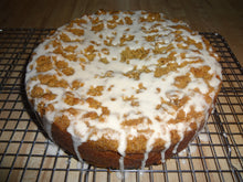 Homemade Peach Cobbler Coffee Cake With a Sweet Cinnamon Drizzle (9")