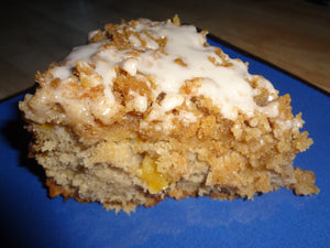 Homemade Peach Cobbler Coffee Cake With a Sweet Cinnamon Drizzle (9")