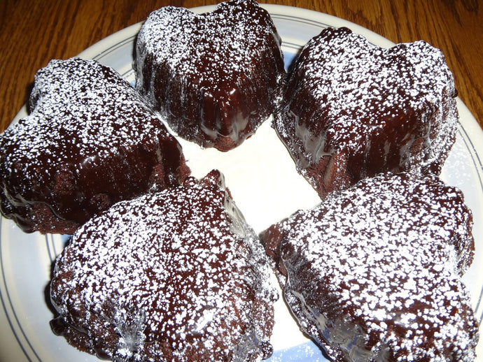 Rich Homemade Chocolate Heart Cakelets With Ganache Icing (12 Cakelets)