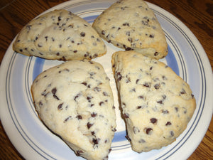 Lightly Sweetened Homemade Chocolate Chip "American" Style Scones (8 Scones)