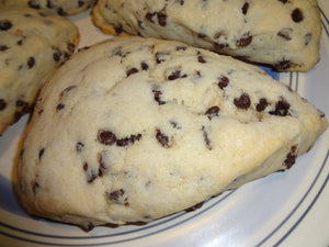 Lightly Sweetened Homemade Chocolate Chip "American" Style Scones (8 Scones)