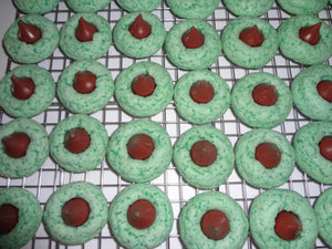 Homemade Green Mint Crinkle Kiss Cookies With Choices (2 Dozen)