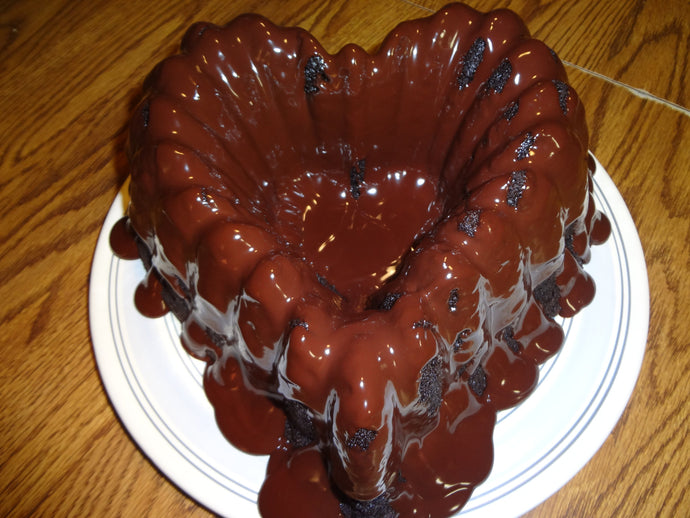 Light and Moist Homemade Double Chocolate Bundt Cake With Ganache Glaze (12