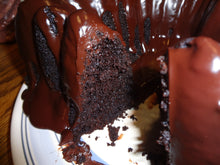 Light and Moist Homemade Double Chocolate Bundt Cake With Ganache Glaze (12")