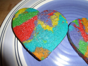 Vibrant Homemade Rainbow (Pride)/Tie-Dye Heart Shaped Sugar Cookies With Choices