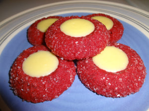 Delicious Homemade Red Velvet Cream Cheese Thumbprint Cookies (30 Cookies)