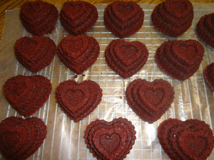 Amazing Homemade Chocolate Chip Red Velvet Heart Cakelets (15 Cakelets)