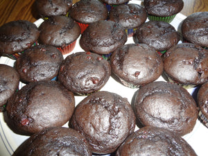 Homemade Rich Chocolate Buttermilk Mini Muffins With Mini Chocolate Chips (3 Dozen)