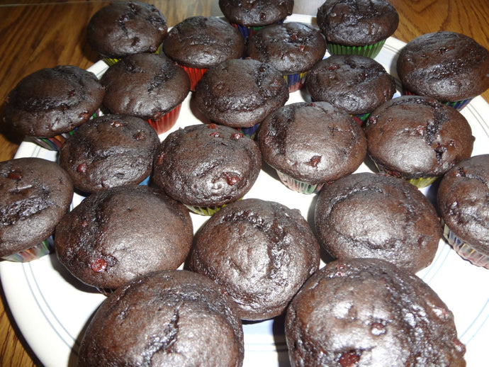 Homemade Rich Chocolate Buttermilk Mini Muffins With Mini Chocolate Chips (3 Dozen)