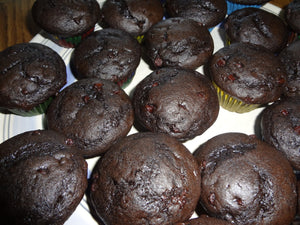 Homemade Rich Chocolate Buttermilk Mini Muffins With Mini Chocolate Chips (3 Dozen)