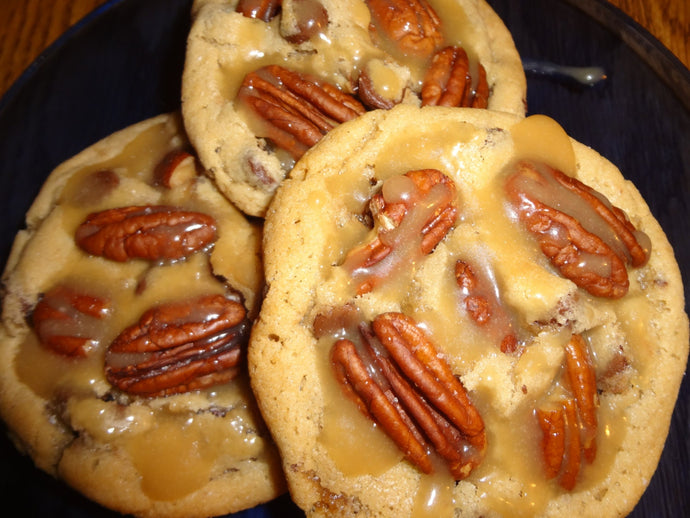 Sweet & Salty Homemade Chocolate Pecan Caramel Cluster Cookies (2 Dozen)