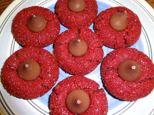 Glistening Homemade Red Velvet Peanut Butter Kiss Cookies (30 Cookies)